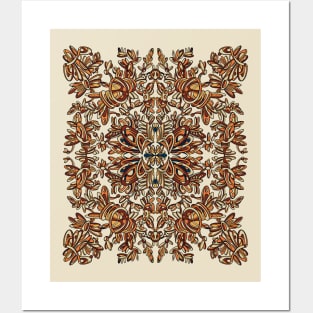 A symmetrical curvy lined design in warm tan coloring Posters and Art